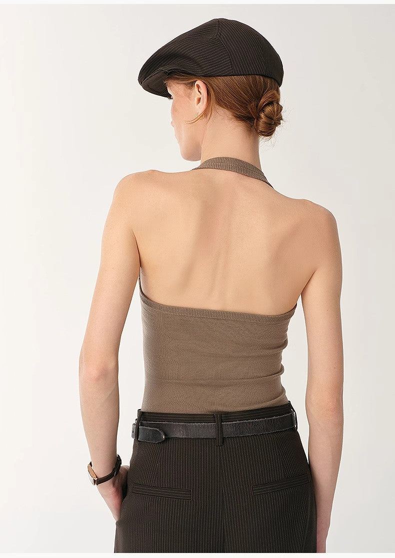 Machine- Washable German Wool Halter Neck Bodysuit