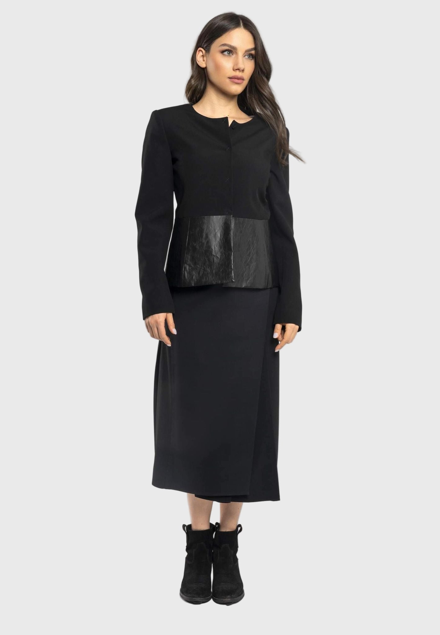 Masha A-Line Split Midi Skirt – Nero
