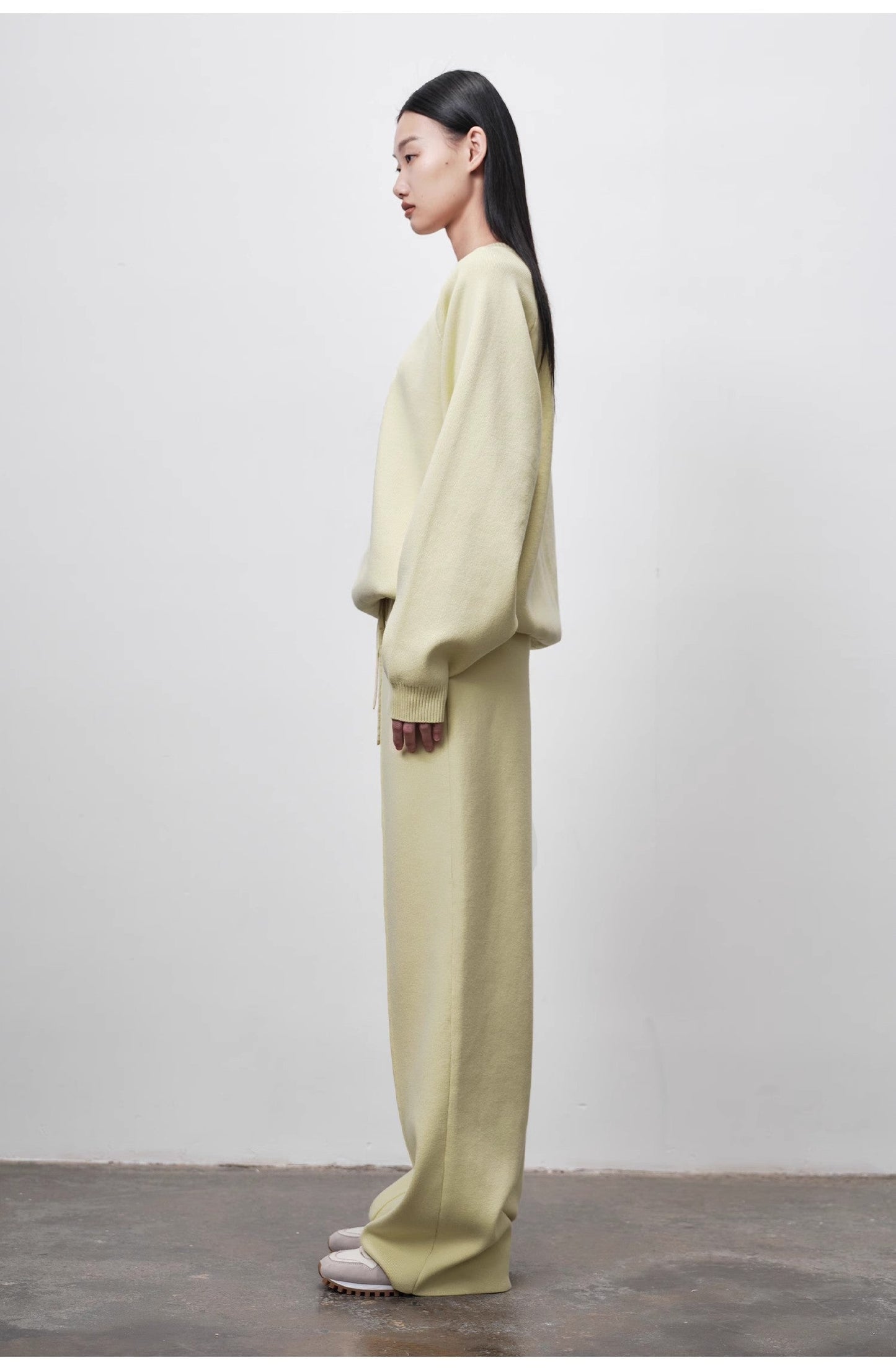 Basolan Wool Blend Loose Straightleg Pleated Trousers