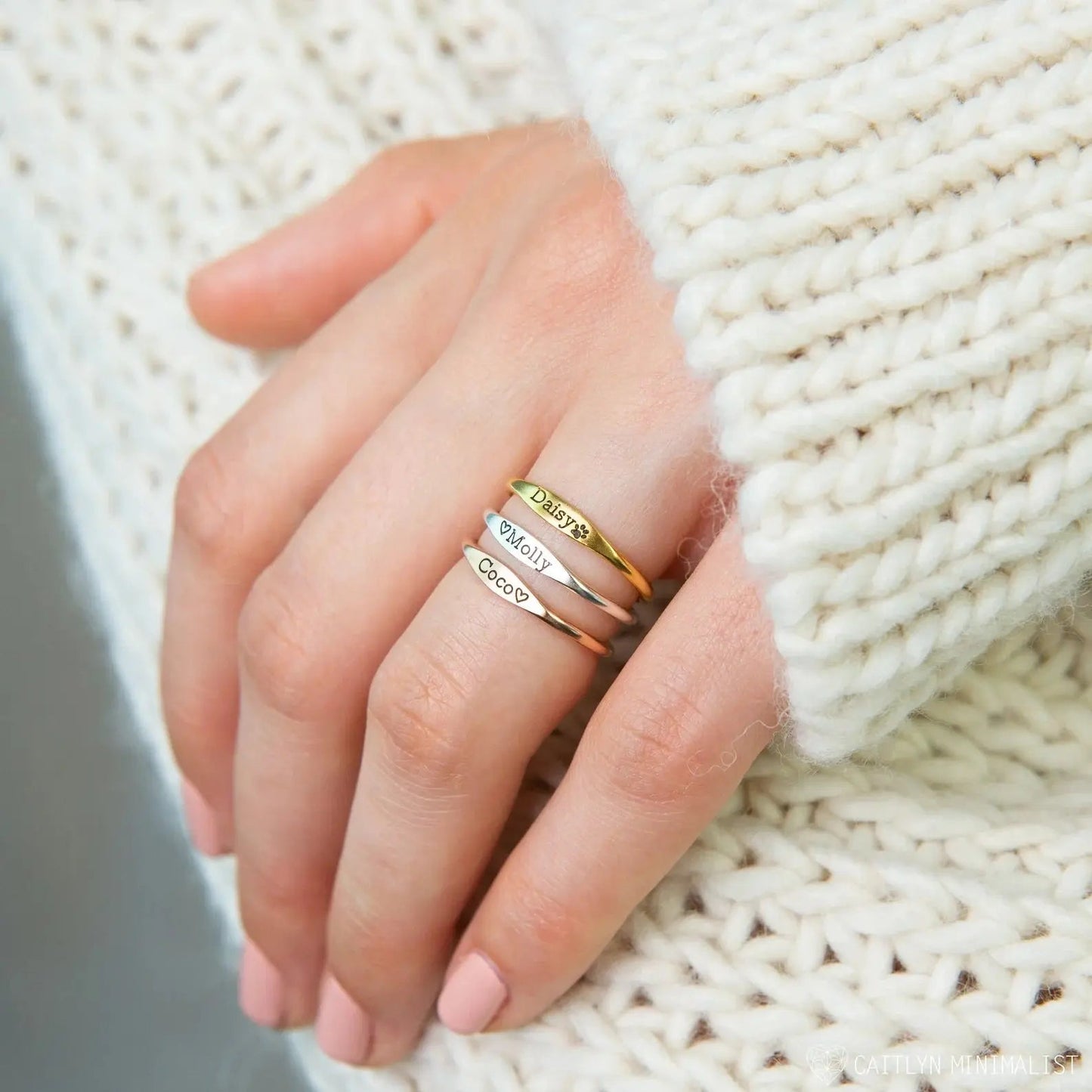 Tiny Name Ring - Minimalist Ring - Delicate Ring
