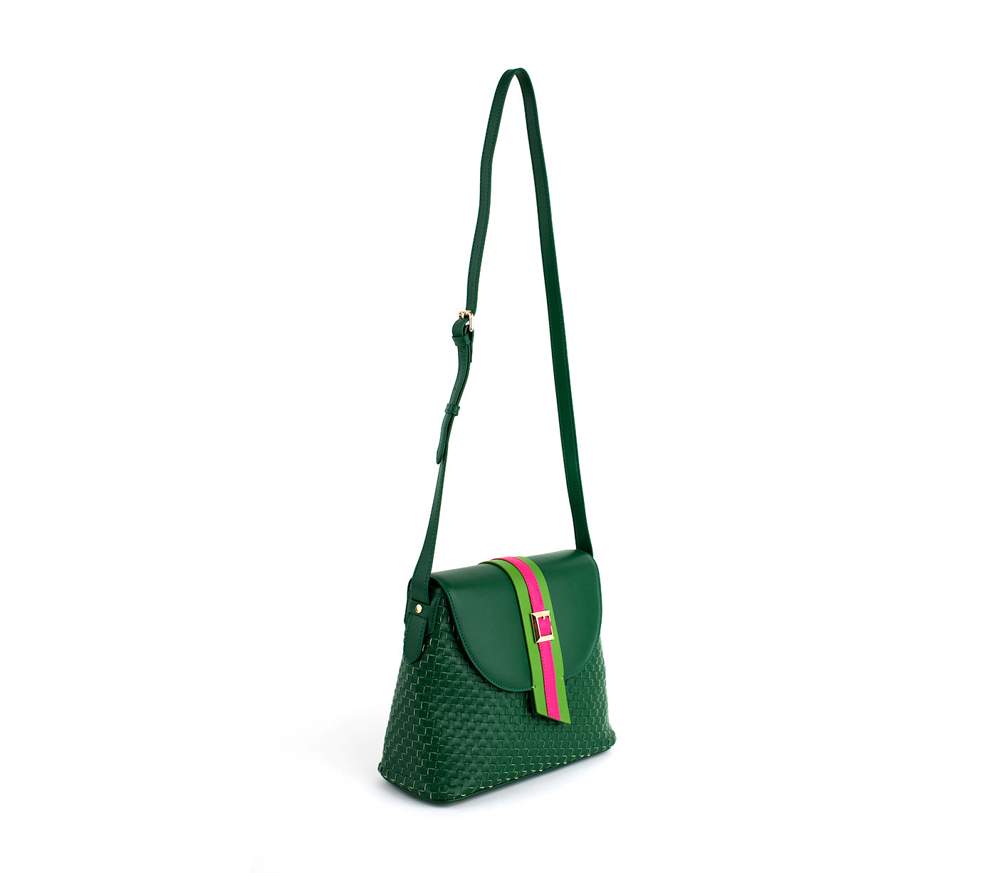 KATE - Green Vegan Basket Weave Bag  | Ethically-Made