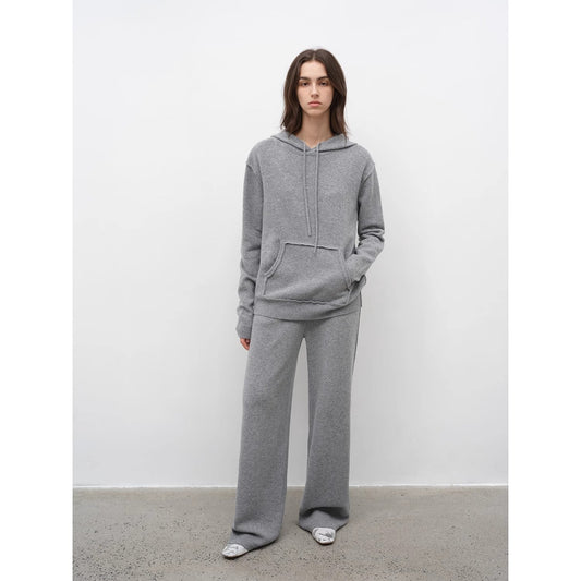 Relaxed Encounter Fine Lambswool Hoodie and Straight-Leg Pants Set
