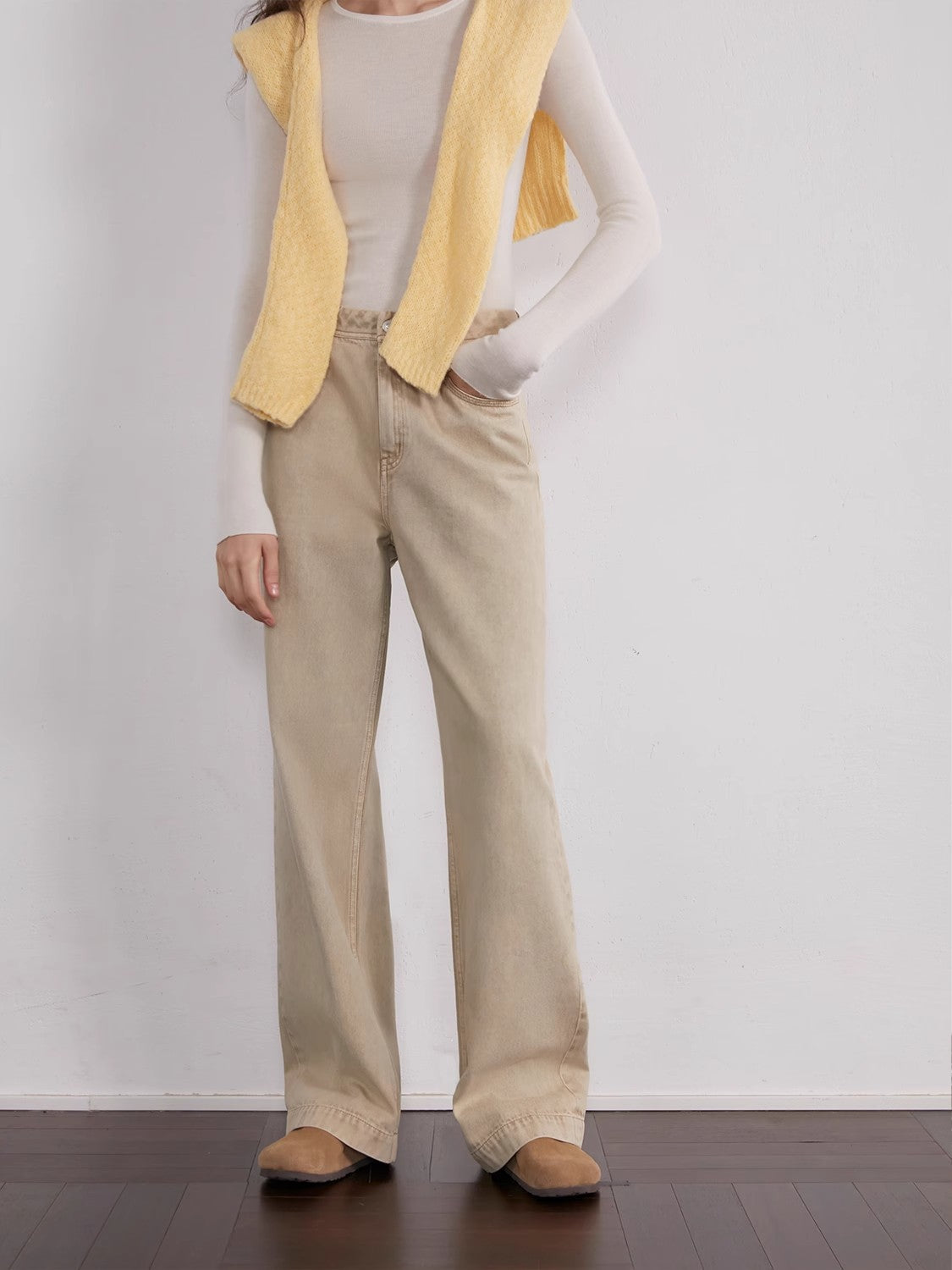 Vintage Washed Straight Leg Denim Trousers