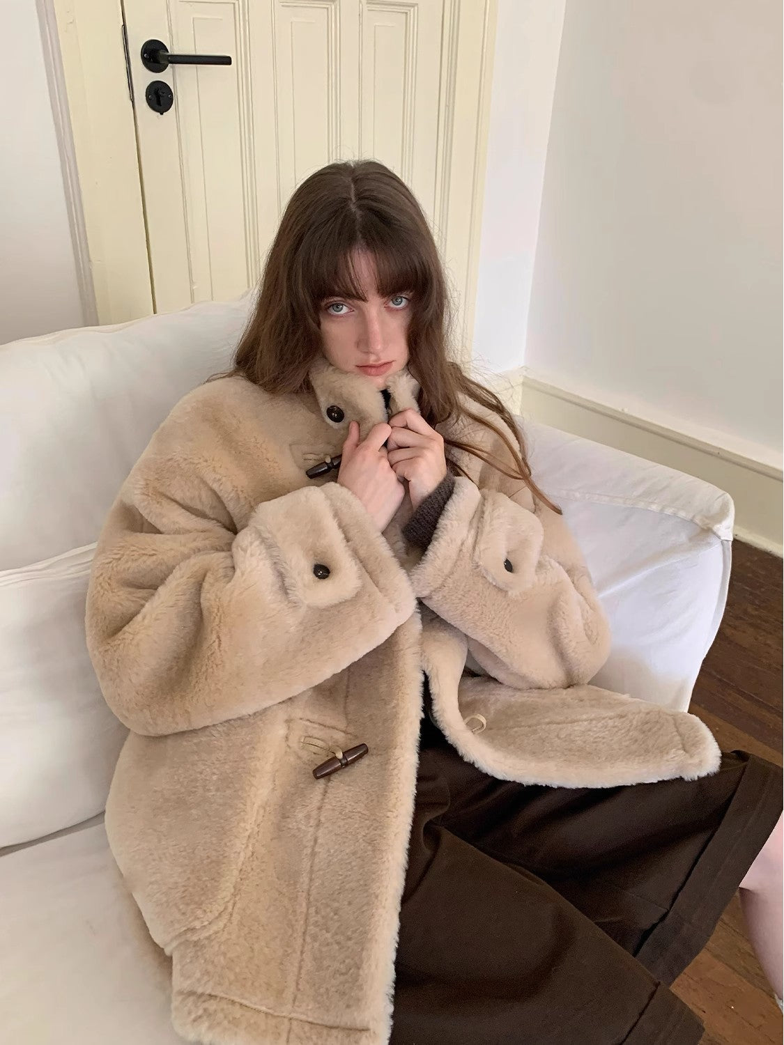 Spanish Velvet and Merino Wool Coat With Standing Collar