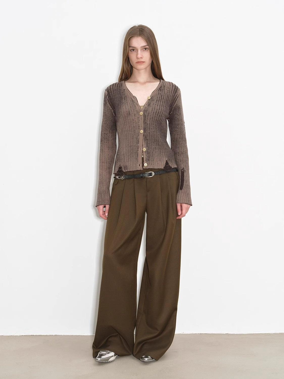 Drapey Wide-Leg Mid-Low Waist Single-Pleat Trouser