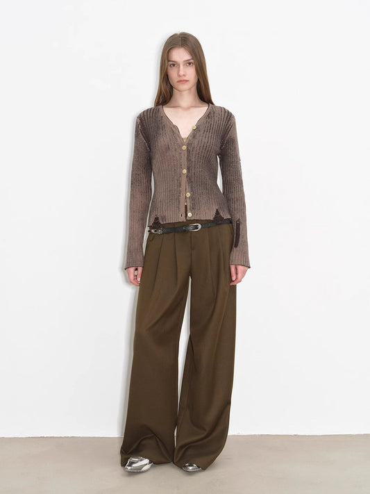 Drapey Wide-Leg Mid-Low Waist Single-Pleat Trouser