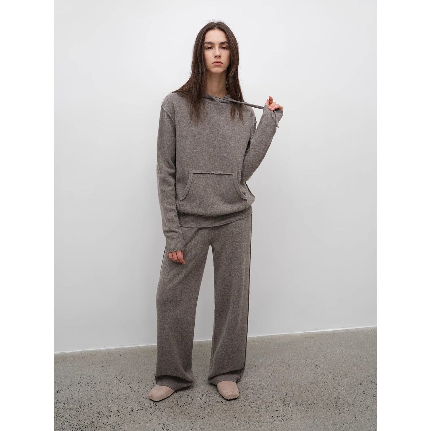 Relaxed Encounter Fine Lambswool Hoodie and Straight-Leg Pants Set