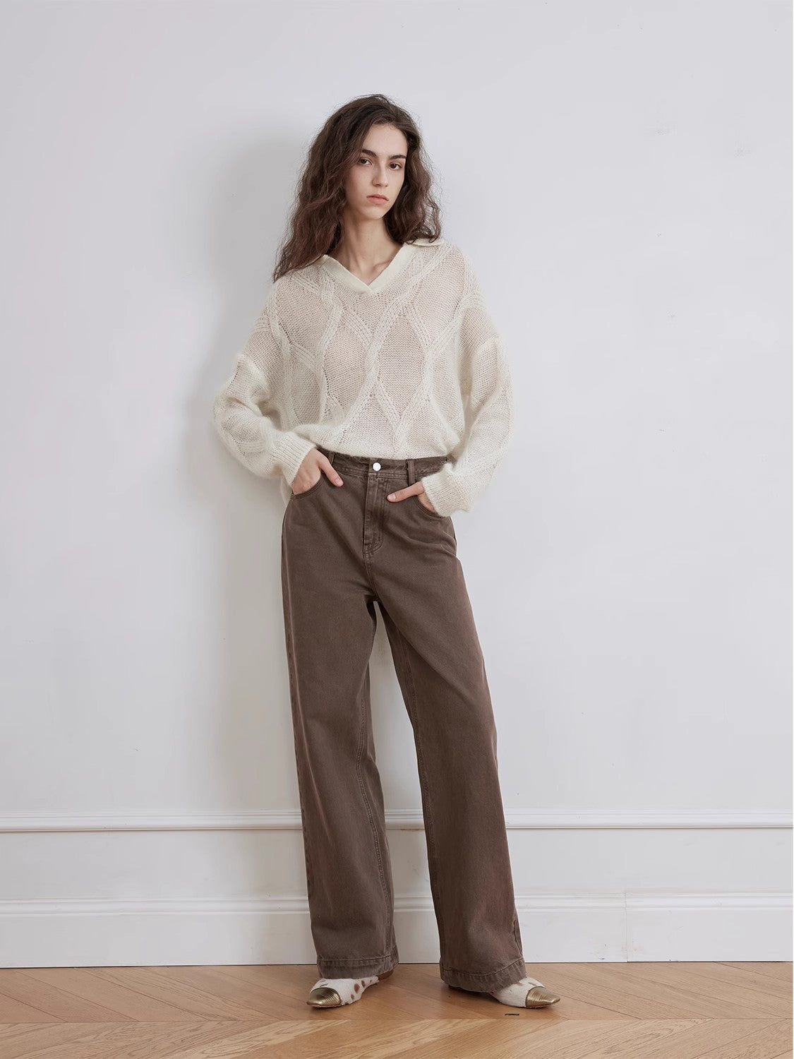 Vintage Washed Straight Leg Denim Trousers