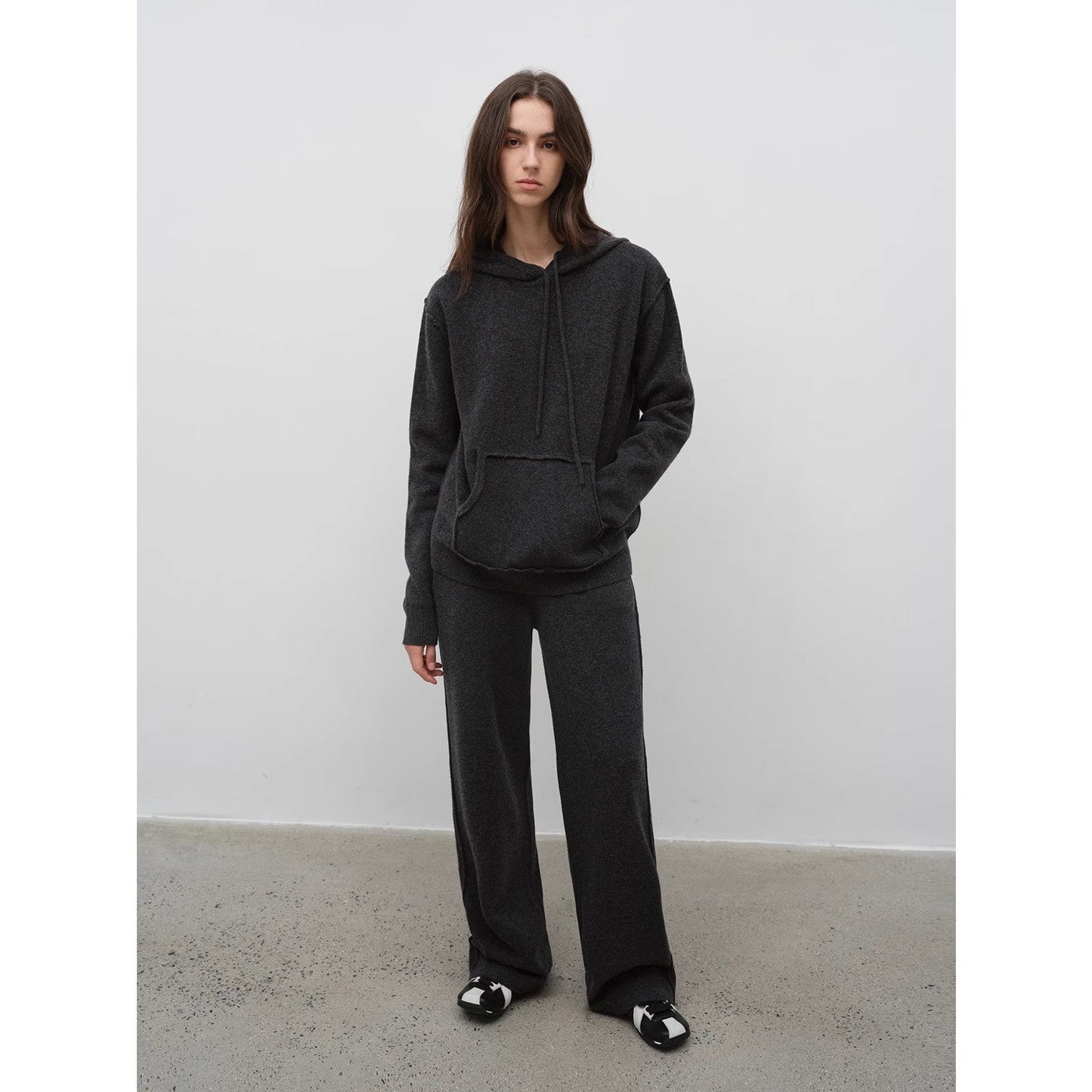Relaxed Encounter Fine Lambswool Hoodie and Straight-Leg Pants Set