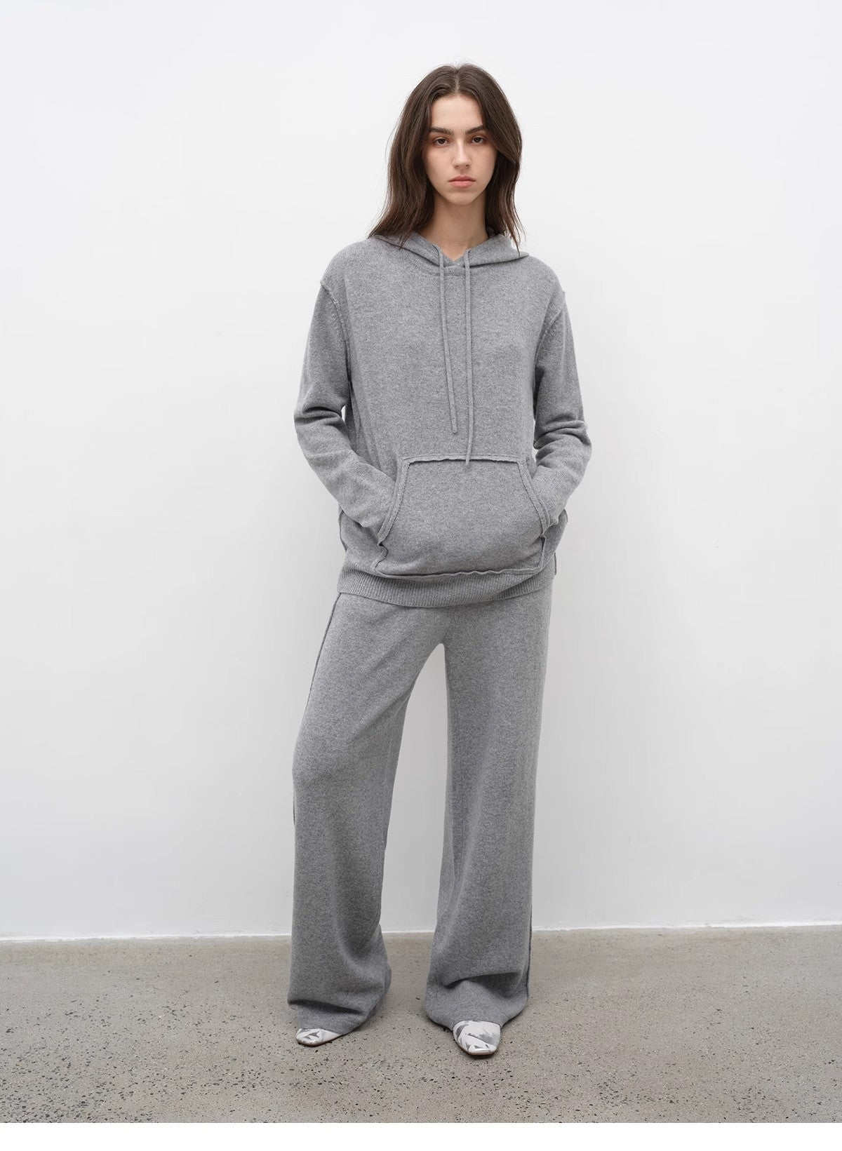 Relaxed Encounter Fine Lambswool Hoodie and Straight-Leg Pants Set