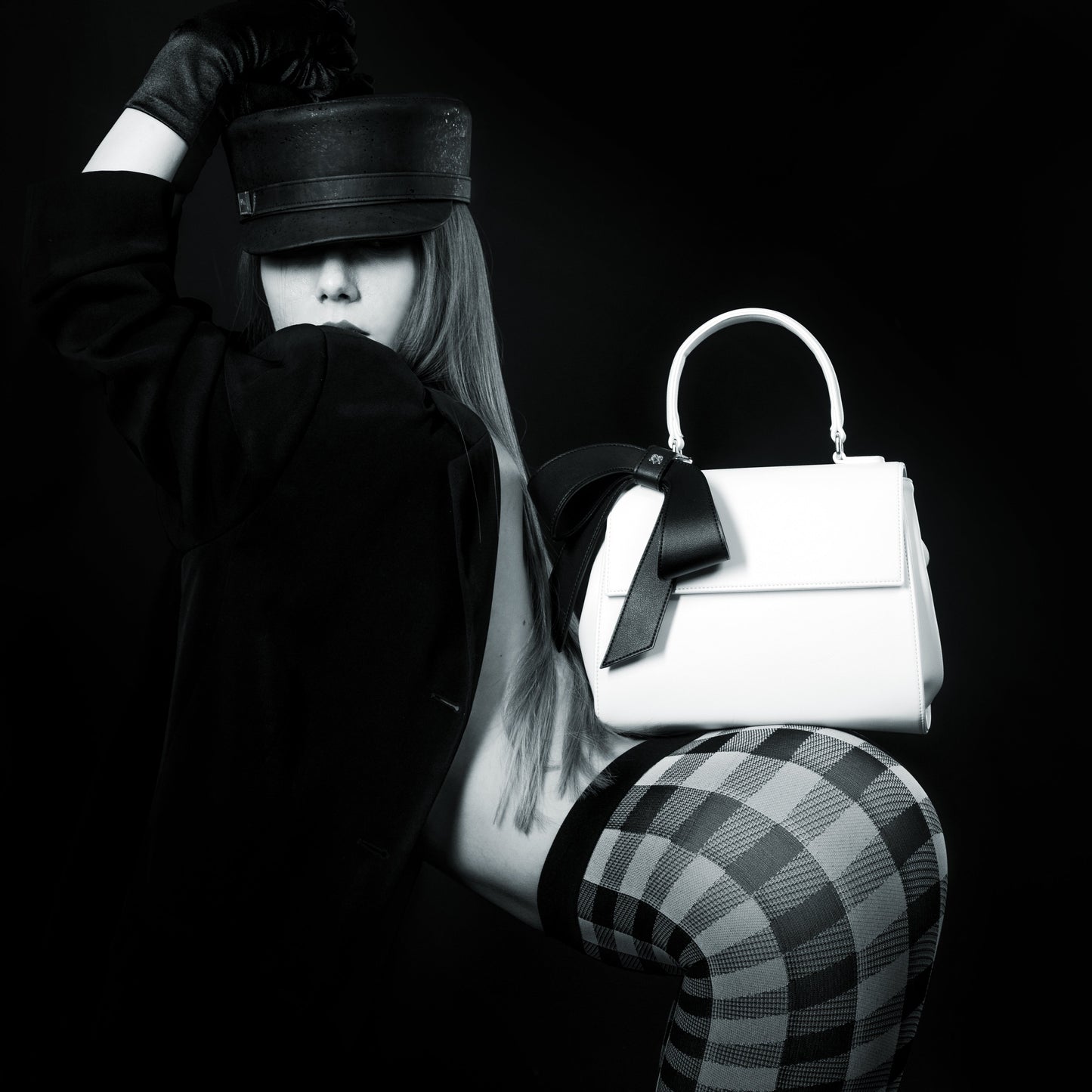 COTTONTAIL - White+Black Vegan Leather Bag  | Ethically-Made