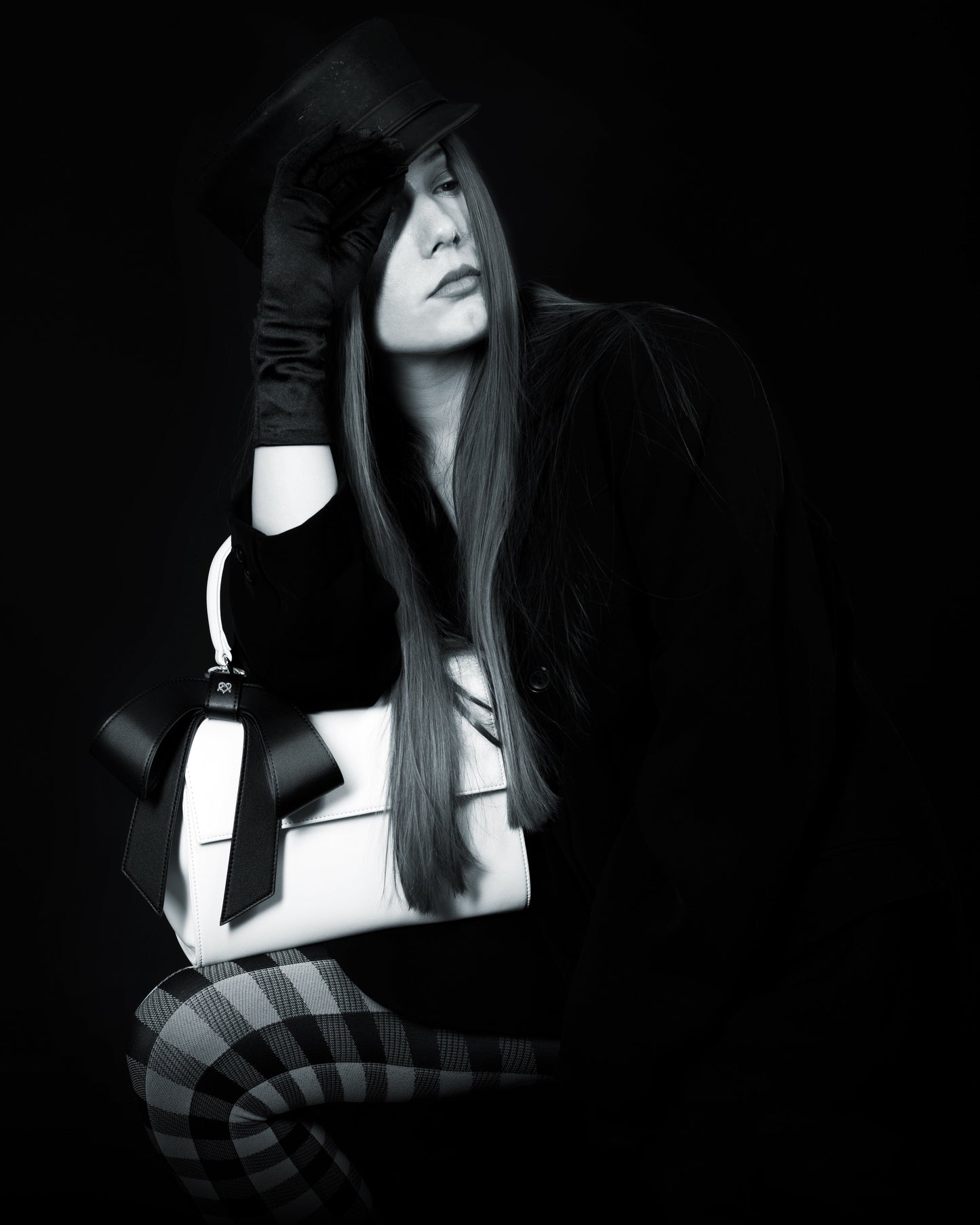 COTTONTAIL - White+Black Vegan Leather Bag  | Ethically-Made