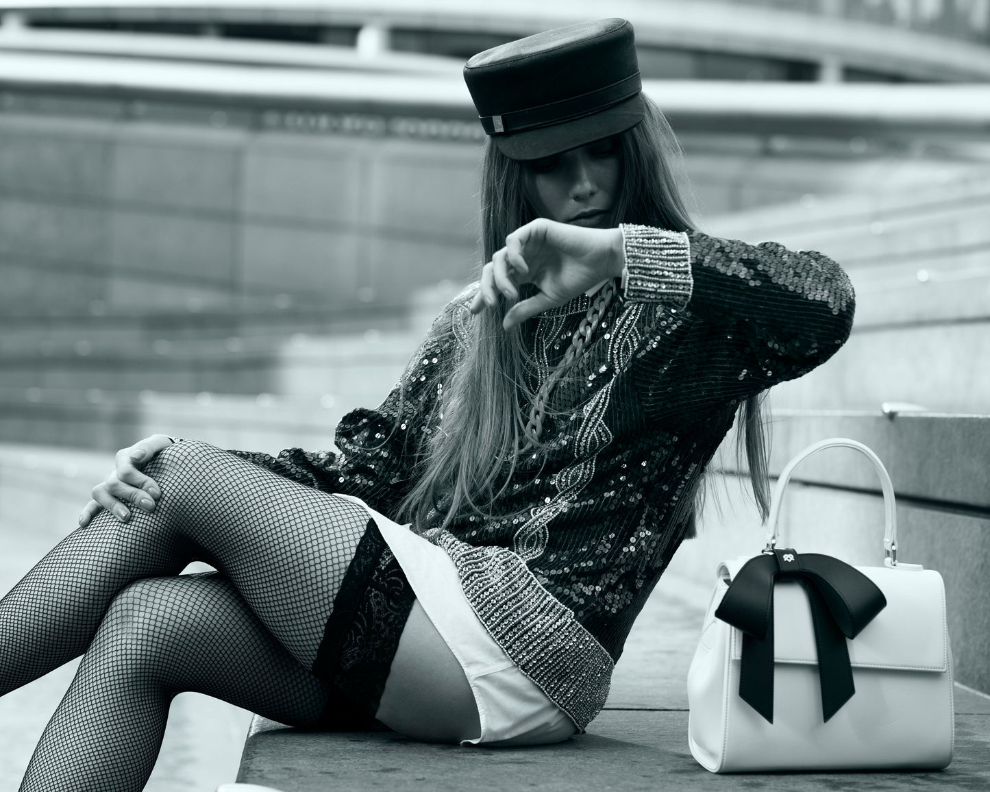 COTTONTAIL - White+Black Vegan Leather Bag  | Ethically-Made