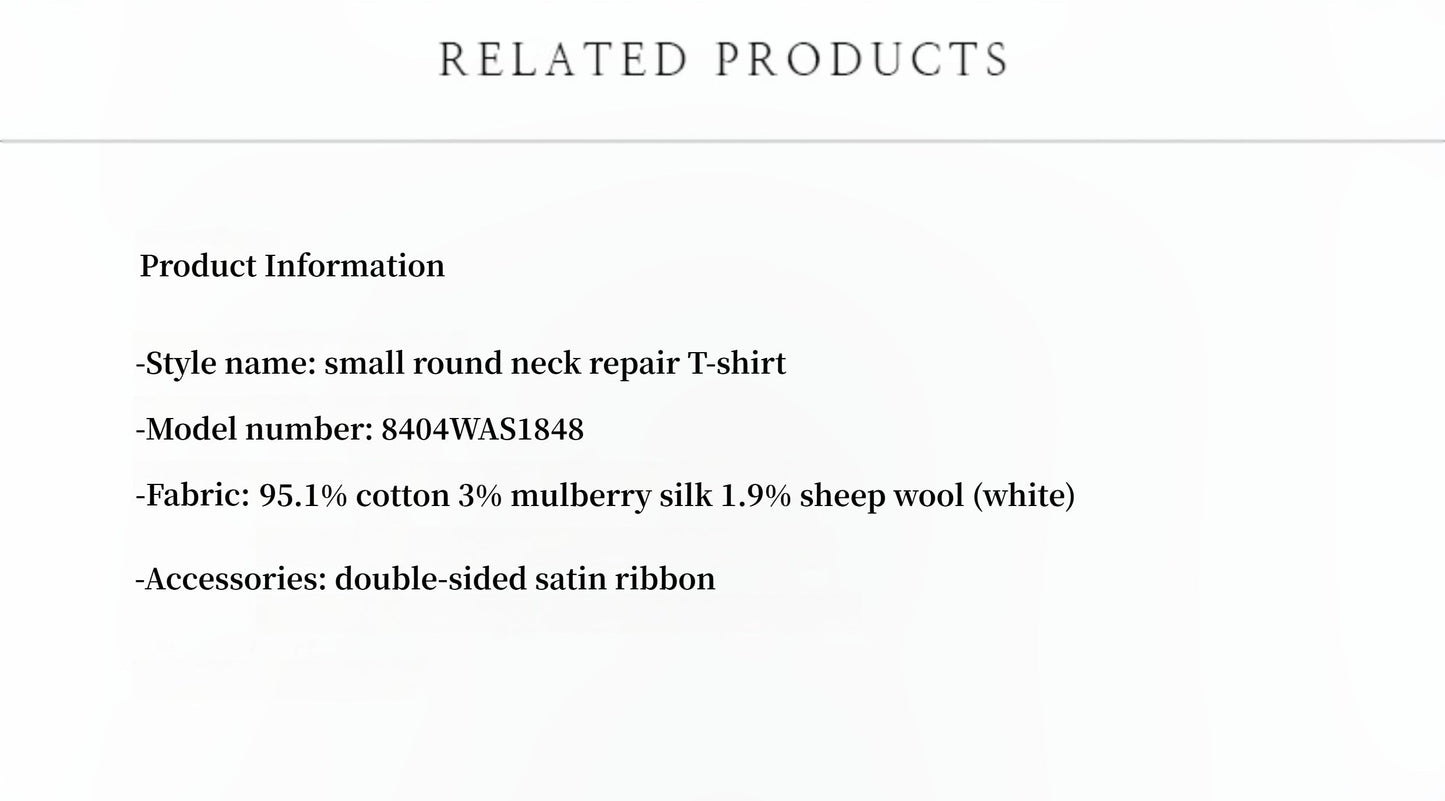 LINDIS New Zealand Wool Mulberry Silk Classic Short-Sleeved Round Neck T-Shirt