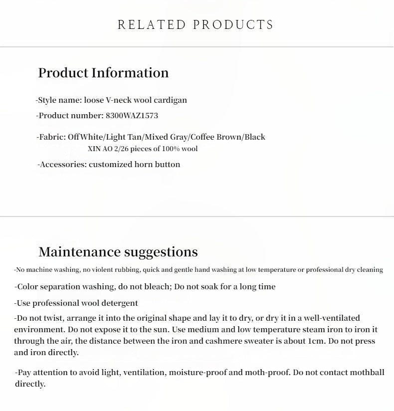 Australian Merino Wool Loose V-Neck Wool Knitted Cardigan