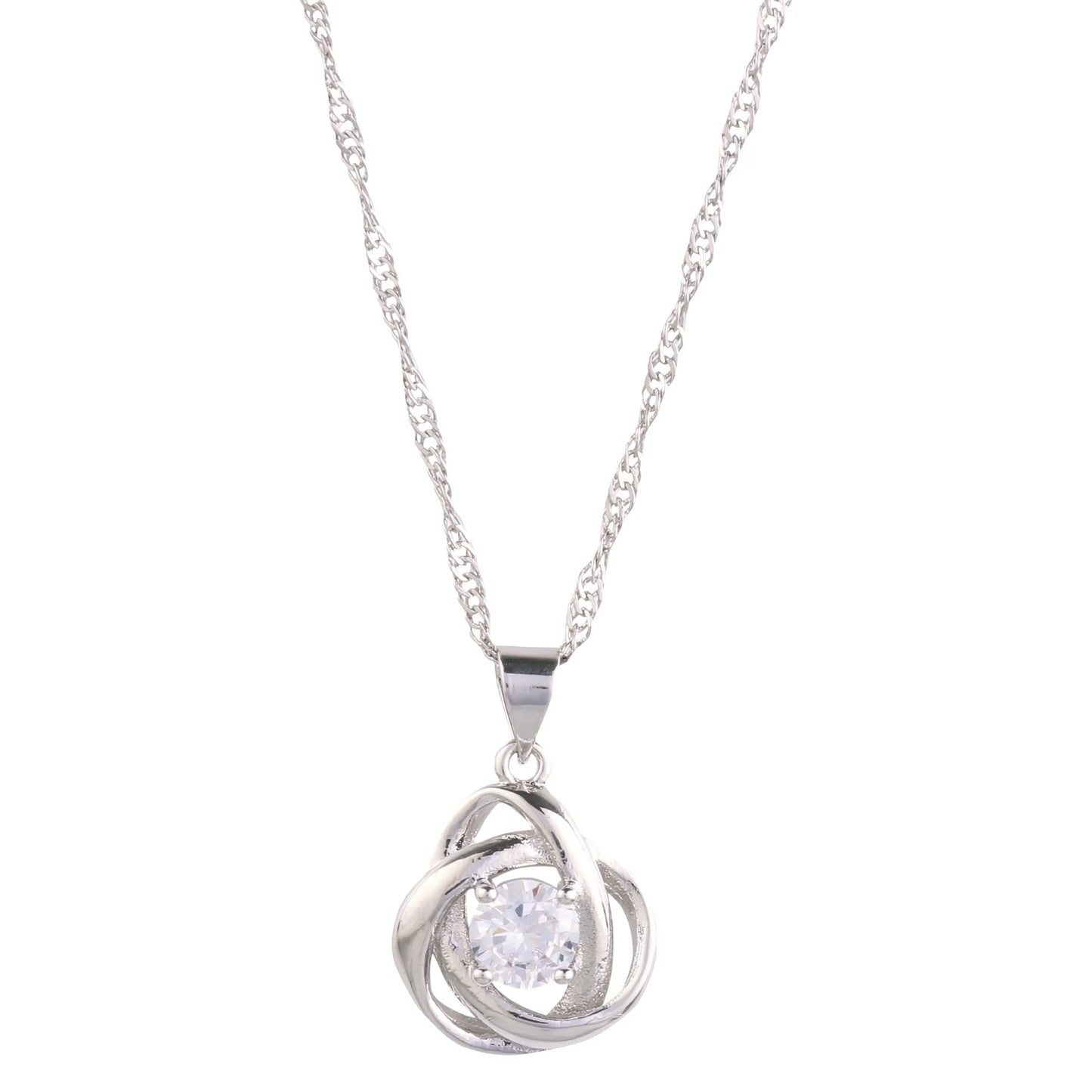 Round Knot Pendant Necklace With Cubic Zirconia