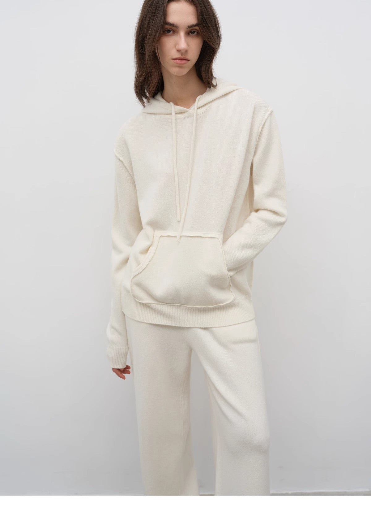 Relaxed Encounter Fine Lambswool Hoodie and Straight-Leg Pants Set