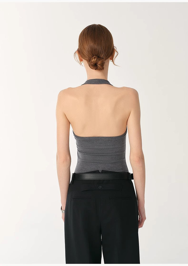 Machine- Washable German Wool Halter Neck Bodysuit