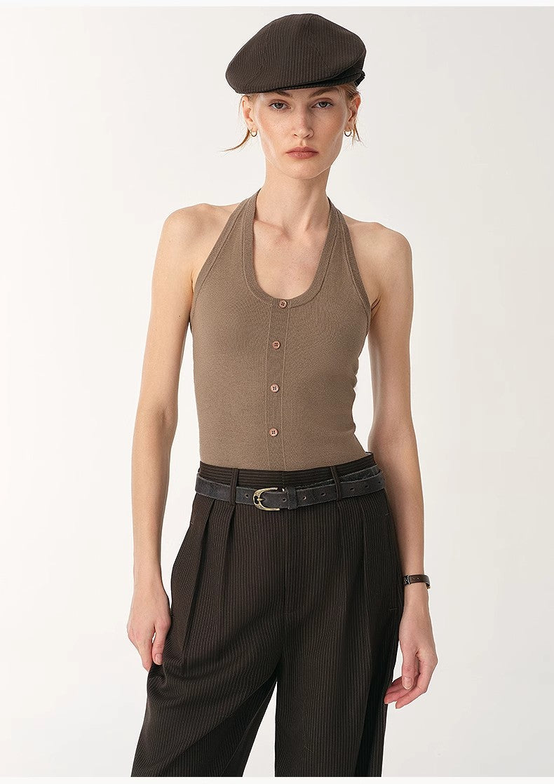 Machine- Washable German Wool Halter Neck Bodysuit