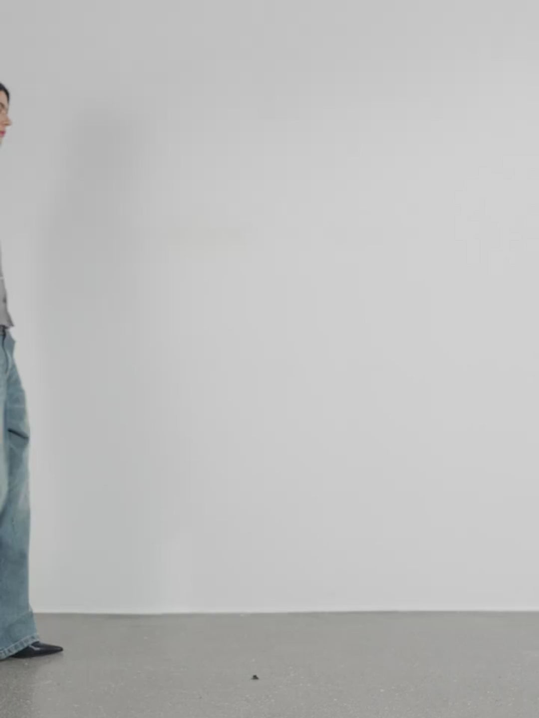 "90 Street" Retro Washed Distressed Wide Leg Jeans