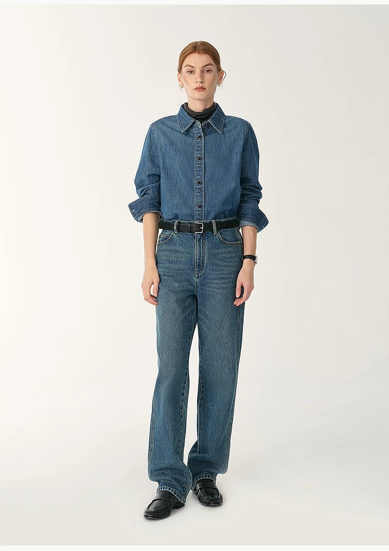 Italian Imported BERTO Denim Classic Old Money Style Lapel Shirt