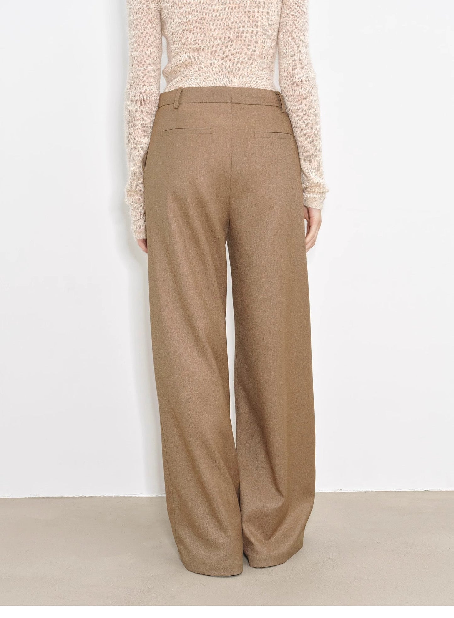 Drapey Wide-Leg Mid-Low Waist Single-Pleat Trouser