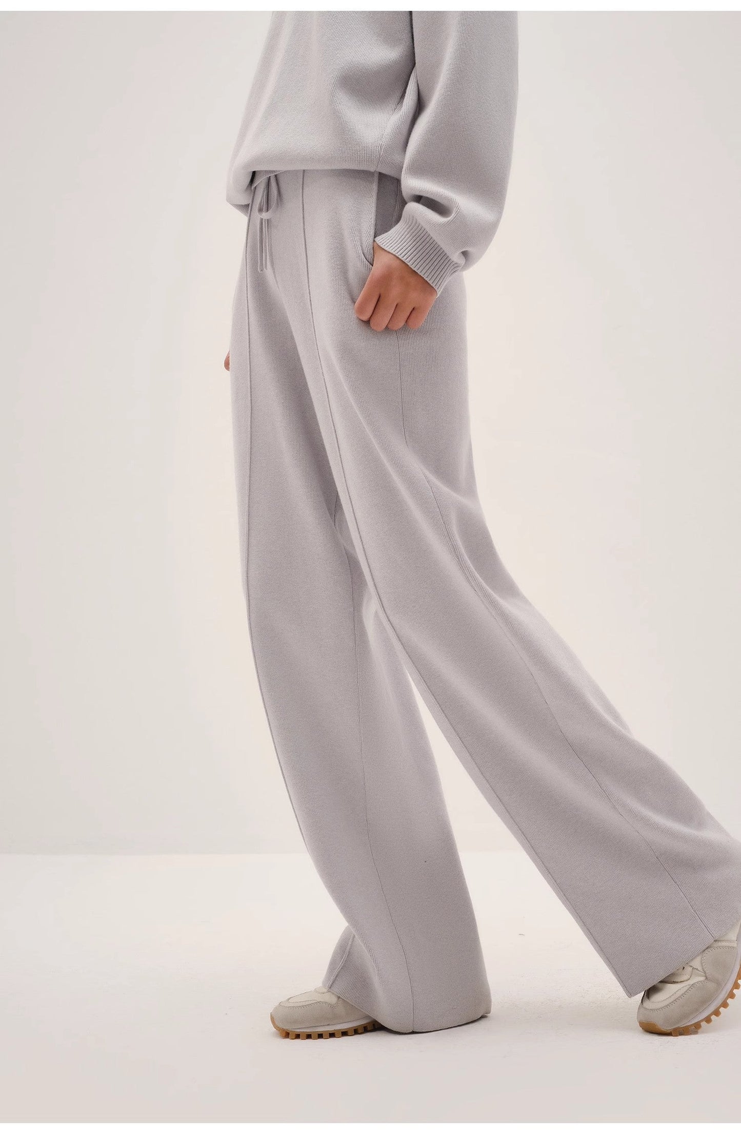 Basolan Wool Blend Loose Straightleg Pleated Trousers