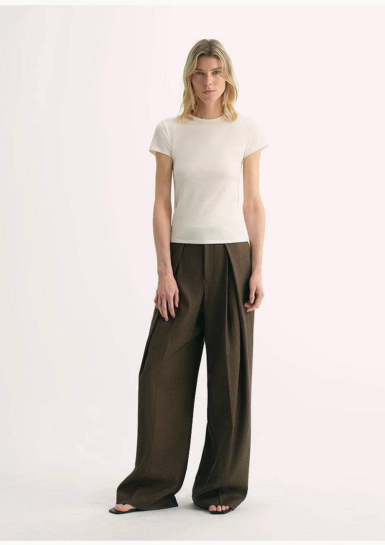 LINDIS New Zealand Wool Mulberry Silk Classic Short-Sleeved Round Neck T-Shirt