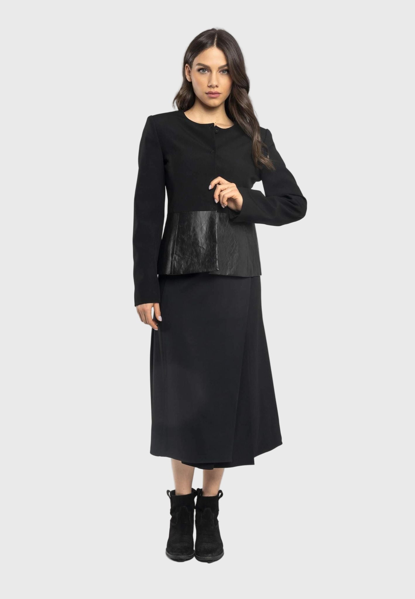 Masha A-Line Split Midi Skirt – Nero