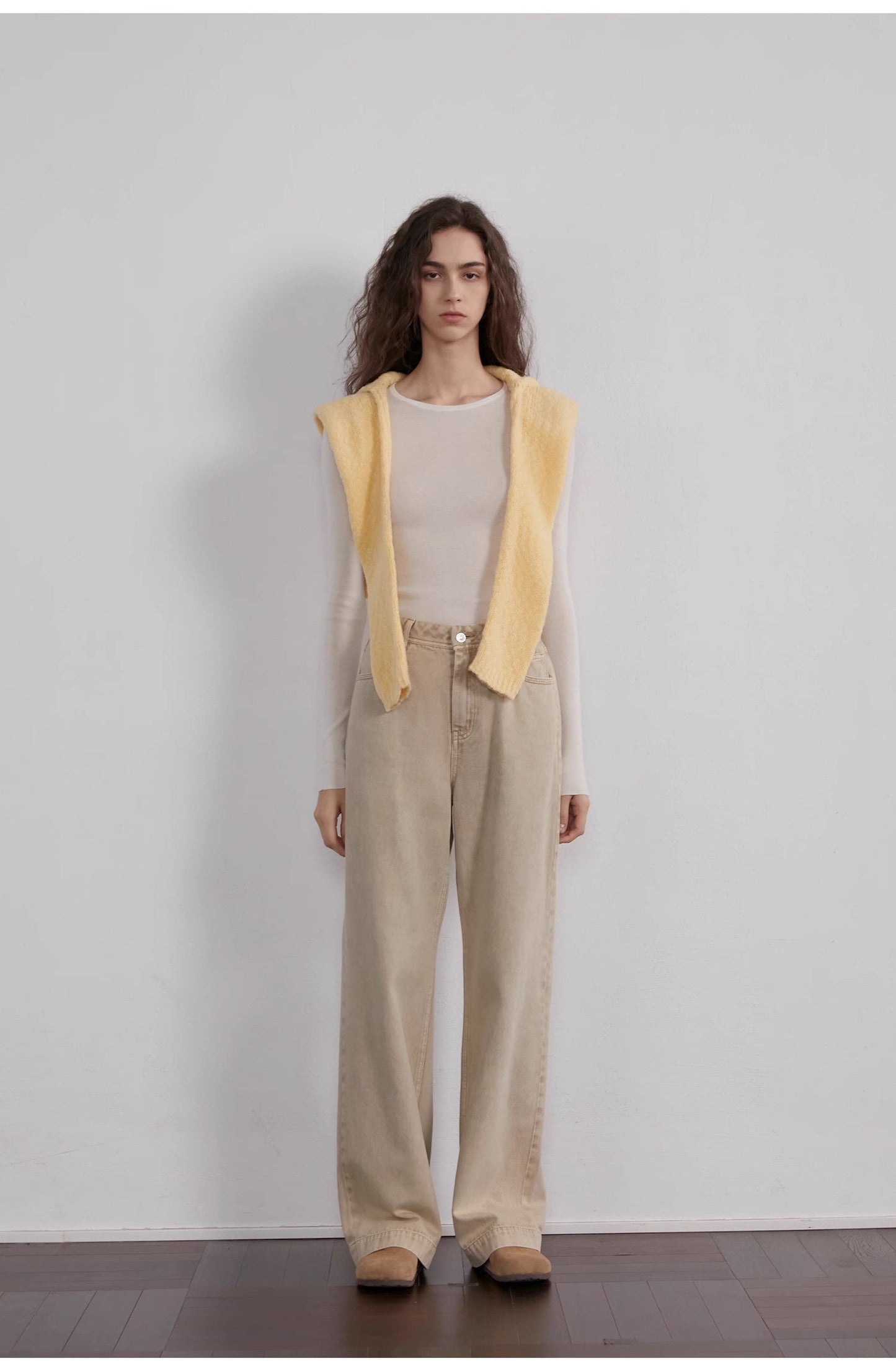 Vintage Washed Straight Leg Denim Trousers