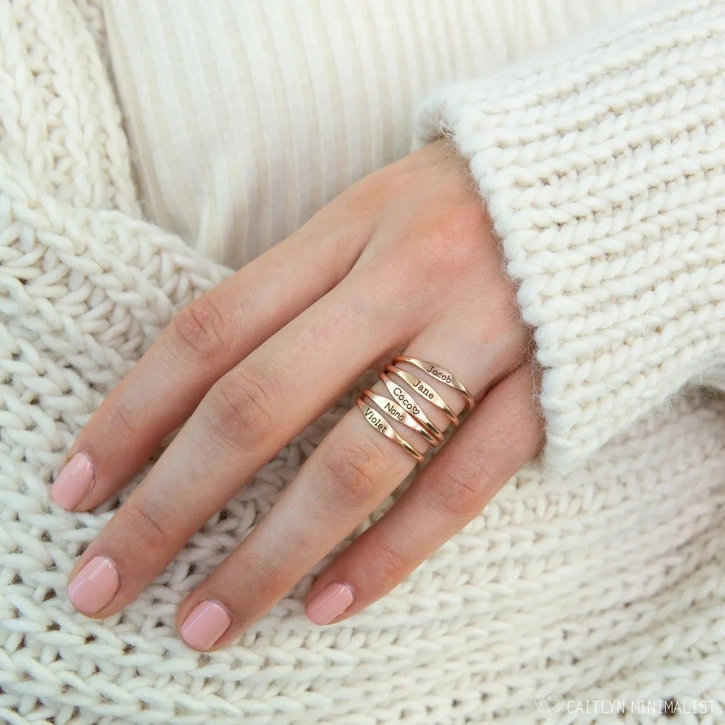 Tiny Name Ring - Minimalist Ring - Delicate Ring