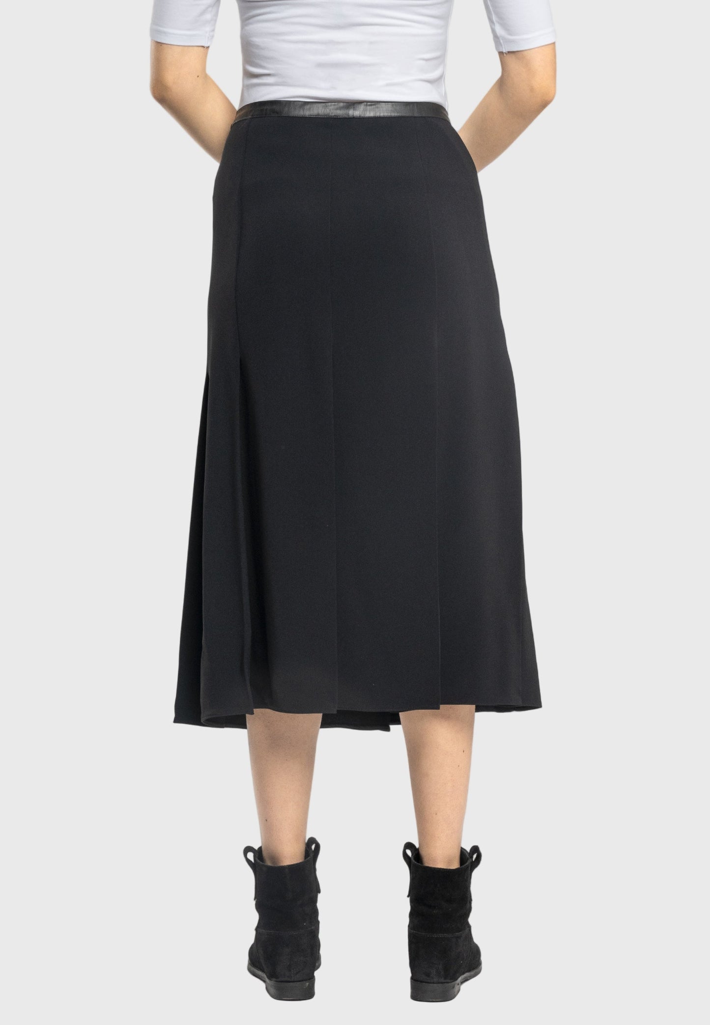 Masha A-Line Split Midi Skirt – Nero
