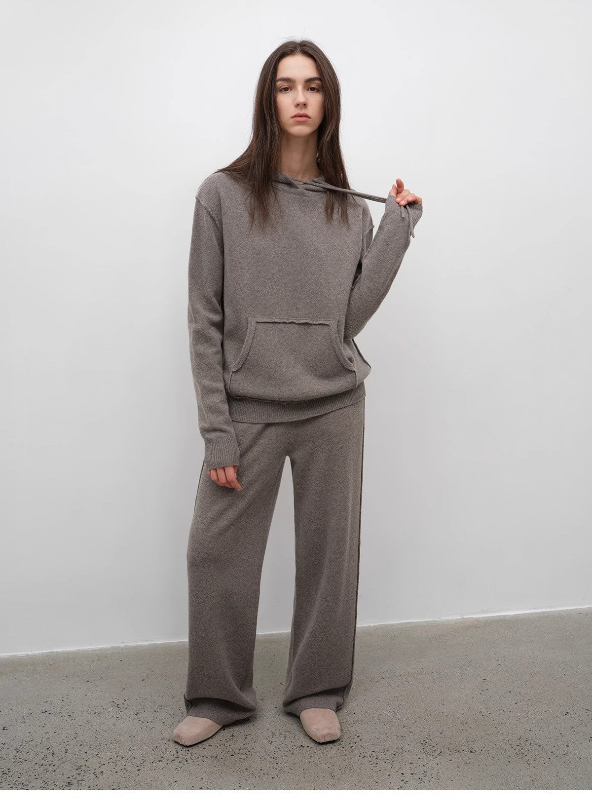 Relaxed Encounter Fine Lambswool Hoodie and Straight-Leg Pants Set