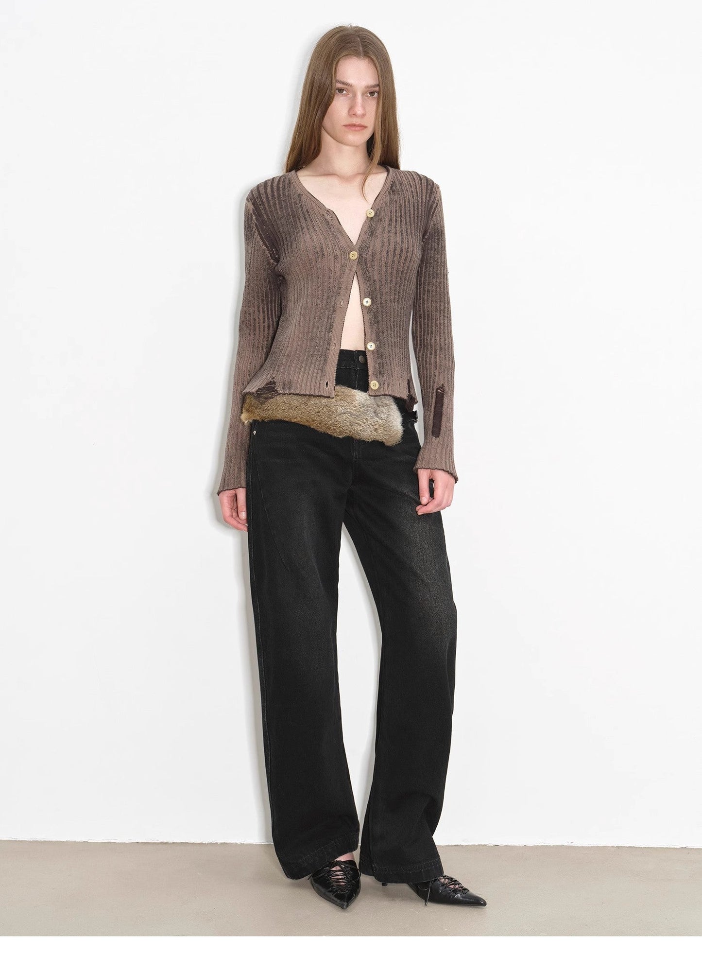 Blue Island Heavy-Duty Distressed, Slim Mid-Rise Curved Knife Cotton Washed Jeans