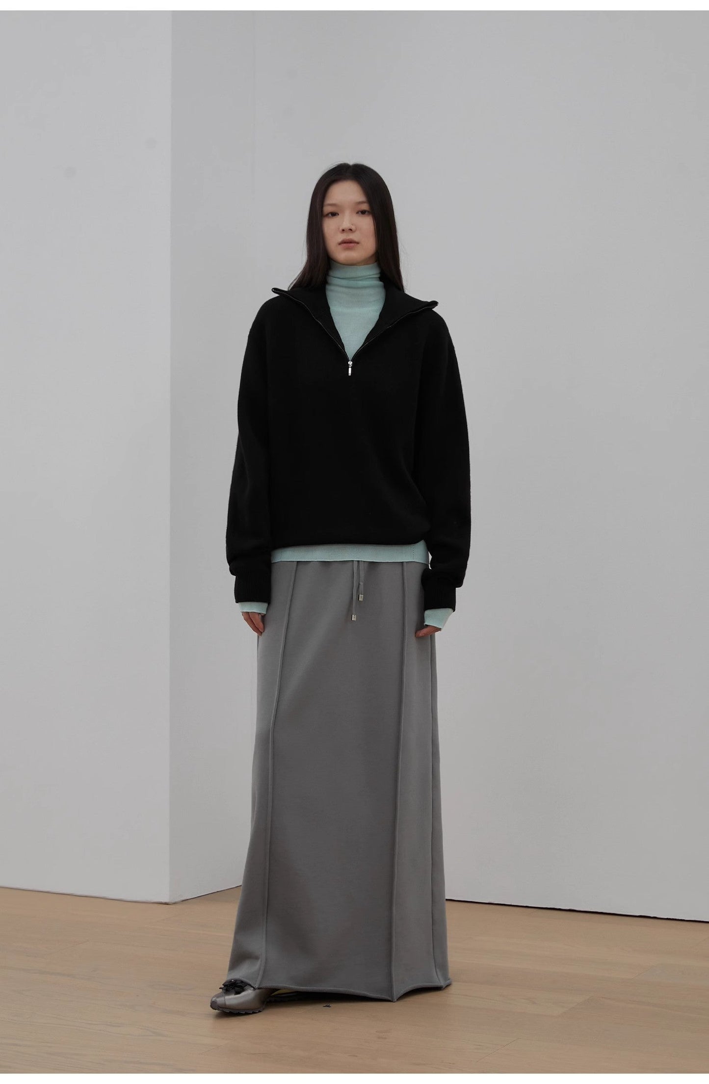 Merino Wool Oversized Classic Quarter-Zip Pullover