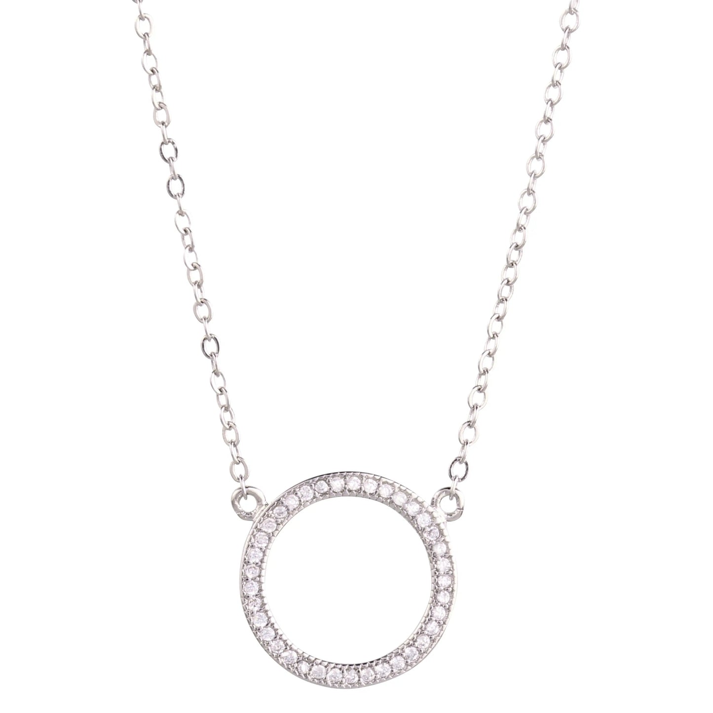 Dare to Shine Round Pendant Pave Necklace