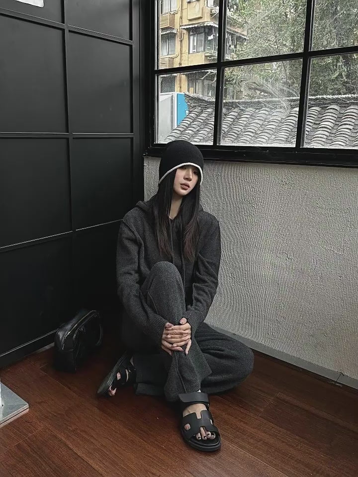 Relaxed Encounter Fine Lambswool Hoodie and Straight-Leg Pants Set