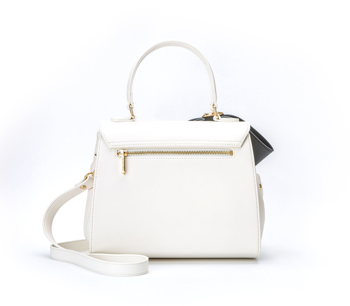 COTTONTAIL - White+Black Vegan Leather Bag  | Ethically-Made