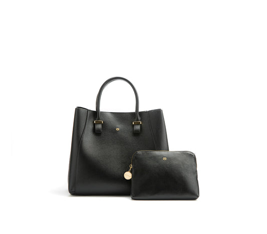 JANE - Black Vegan Leather Satchel  | Ethically-Made