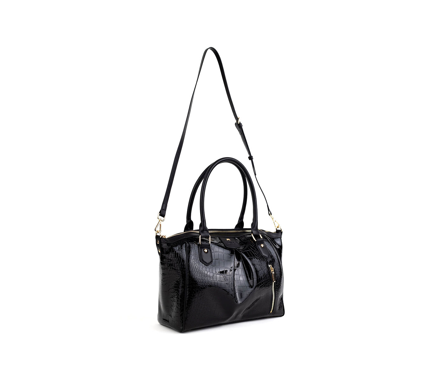 MADISON - Black Croc Vegan Bag  | Ethically-Made