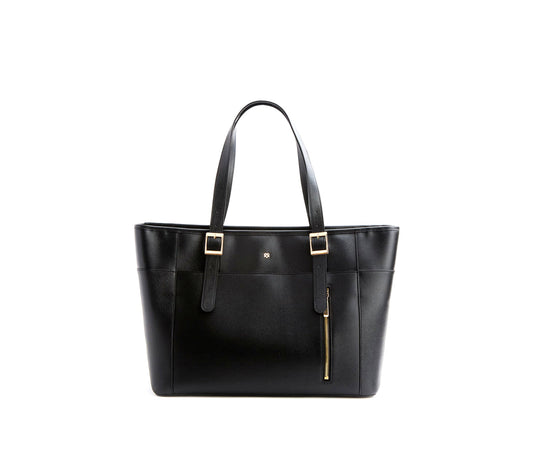 MILEY - Black Vegan Leather Laptop Bag  | Ethically-Made