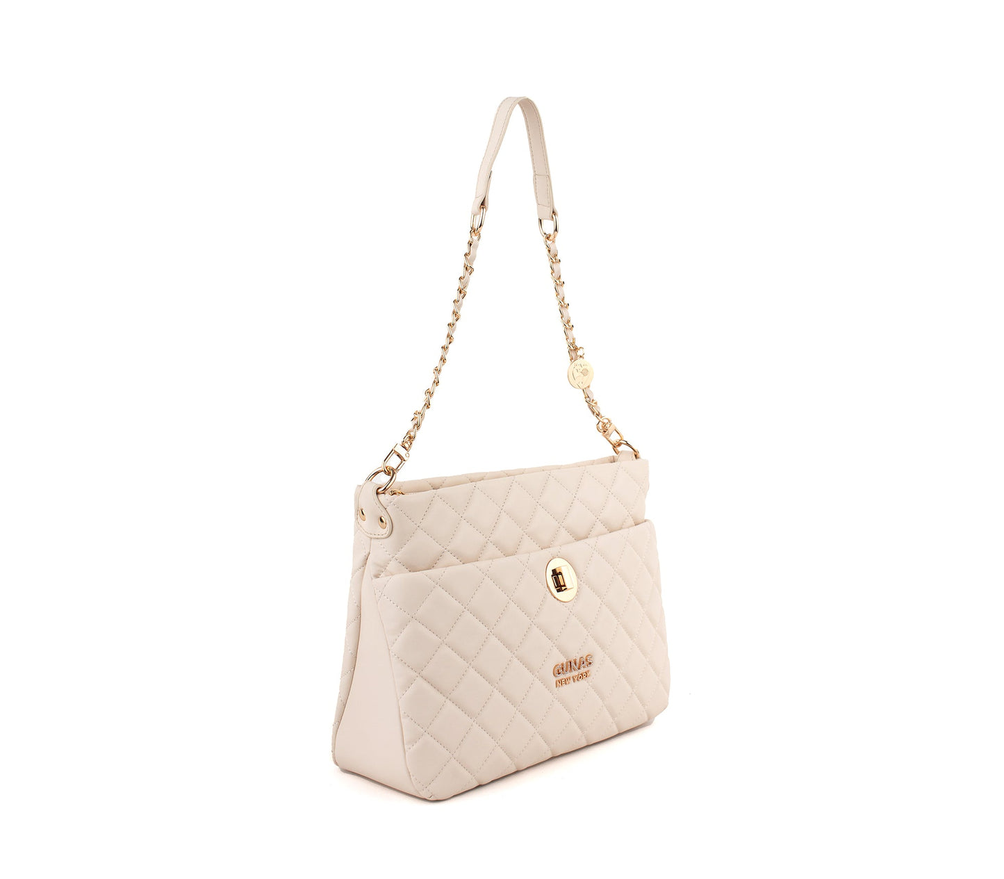 KOI - Off-White Quilted Vegan Leather Purse  | Ethically-Made