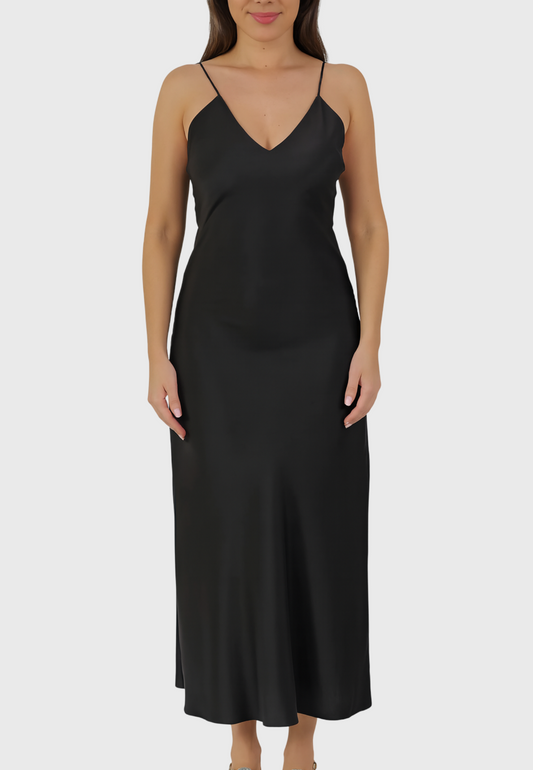 The Tropea Dress – Italian Silk in Nero