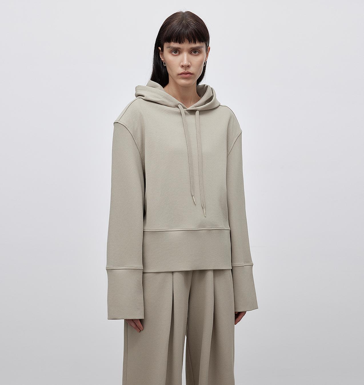 Structured Minimalist Wide Shoulder Hooded Elevated Loungewear Set