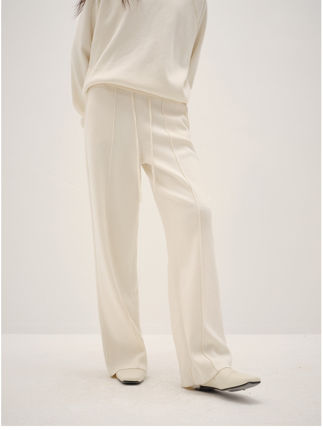 Basolan Wool Blend Loose Straightleg Pleated Trousers