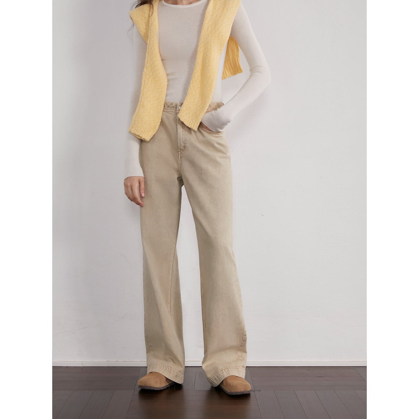 Vintage Washed Straight Leg Denim Trousers