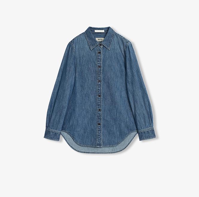 Italian Imported BERTO Denim Classic Old Money Style Lapel Shirt