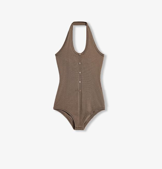 Machine- Washable German Wool Halter Neck Bodysuit