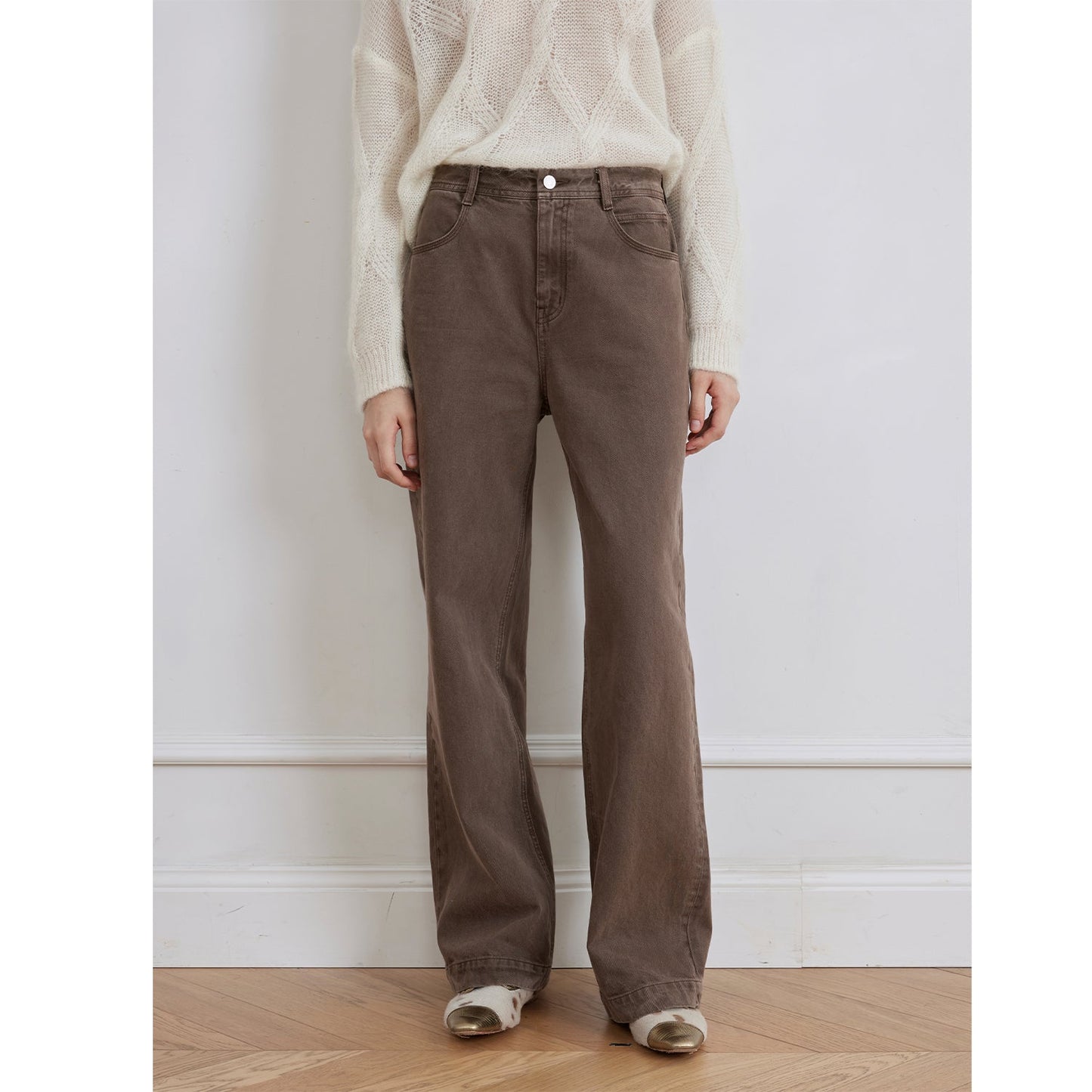 Vintage Washed Straight Leg Denim Trousers