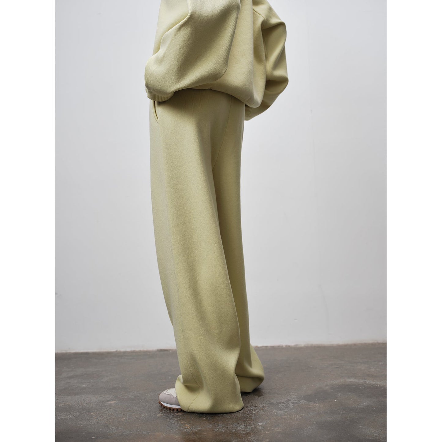 Basolan Wool Blend Loose Straightleg Pleated Trousers